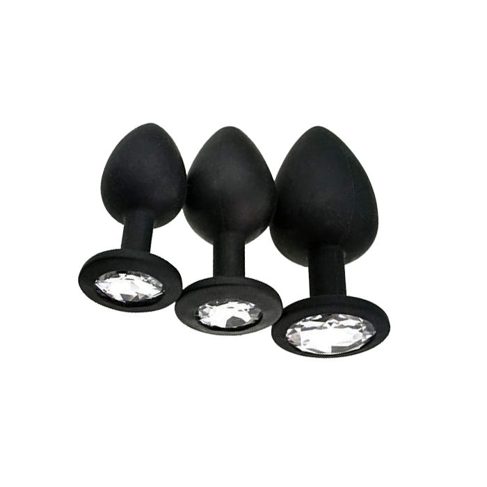 BUTT PLUG BLACK 2.75" THE RELUXER W/ SHIMMER JEWELS