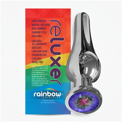 BUTT PLUG TALL STEEL 5" THE RELUXER W/ SHIMMER JEWELS