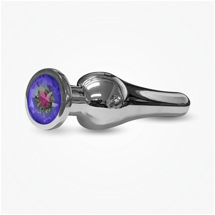 BUTT PLUG TALL STEEL 5" THE RELUXER W/ SHIMMER JEWELS