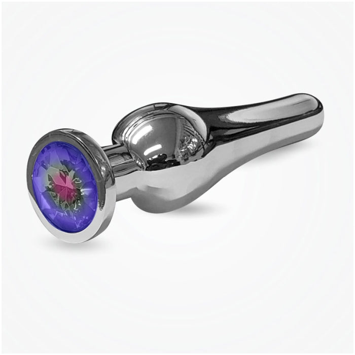 BUTT PLUG TALL STEEL 5" THE RELUXER W/ SHIMMER JEWELS