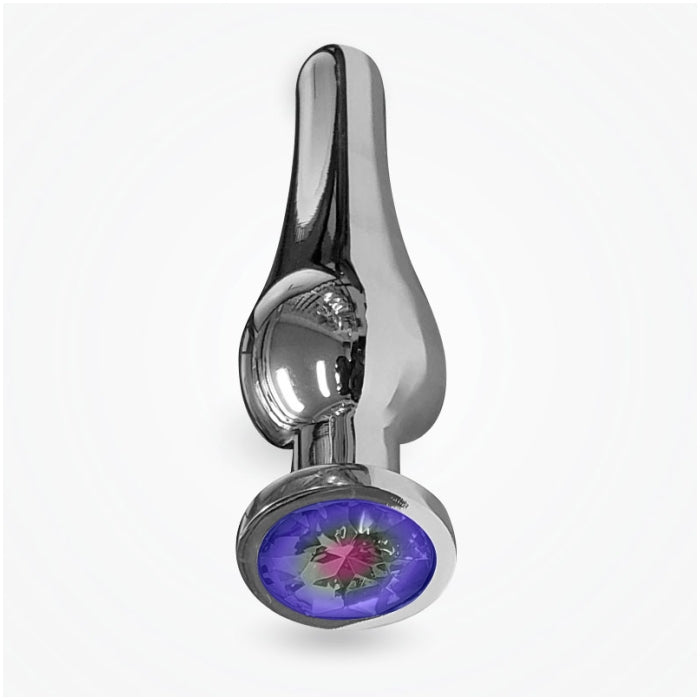 BUTT PLUG TALL STEEL 5" THE RELUXER W/ SHIMMER JEWELS