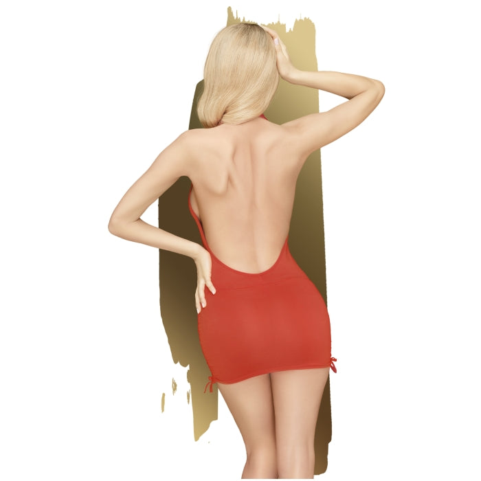 V-NECK MINI DRSS SDE GTHRNG THONG 2PC RED M-L EARTHSHAKER