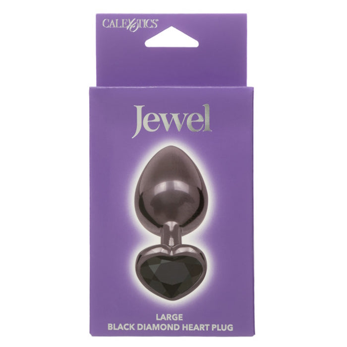 JEWEL LARGE BLACK DIAMOND HEART PLUG - BLACK