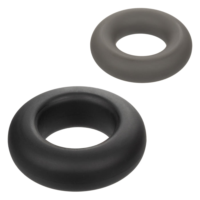 COCK RING BLACK ALPHA LIQUID SILICONE PROLONG SET OF 2