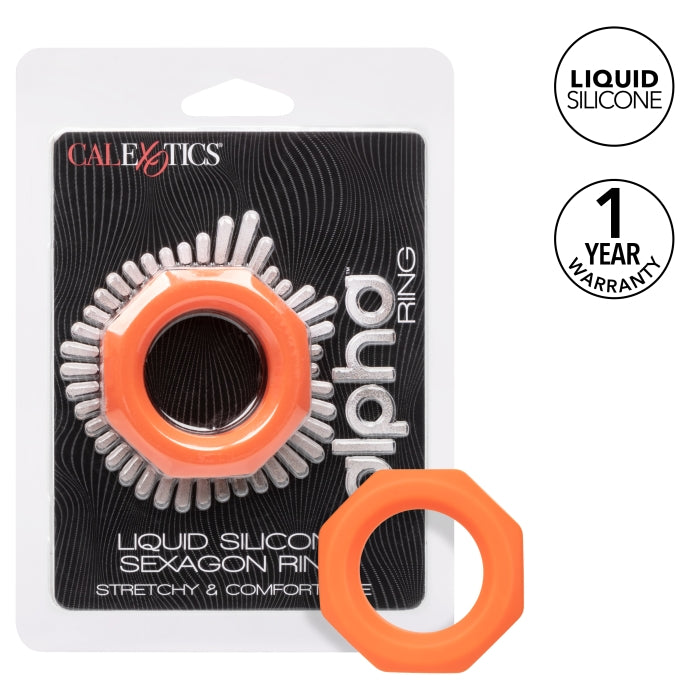 ALPHA LIQUID SILICONE SEXAGON RING - ORANGE