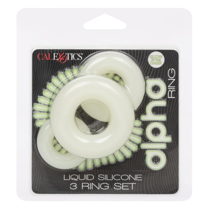 ALPHA GLOW-IN-THE-DARK LIQUID SILICONE 3 RING SET