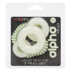 ALPHA GLOW-IN-THE-DARK LIQUID SILICONE 3 RING SET