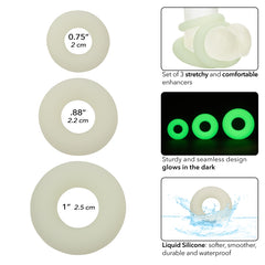 ALPHA GLOW-IN-THE-DARK LIQUID SILICONE 3 RING SET