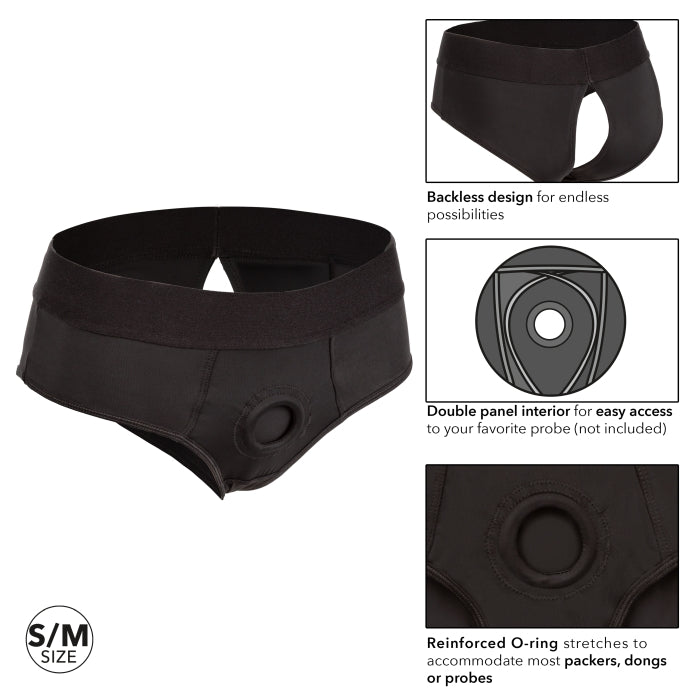 HER ROYAL HARNESS BACKLESS BRIEF S/M - BLACK