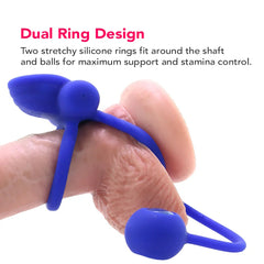 TEASE COCK RING BLUE SLCNE RCHRGBLE DUAL ROCKIN' RING