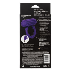 SILICONE RECHARGEABLE 5 BEAD MAXIMUS RING - PURPLE