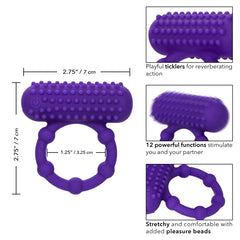 SILICONE RECHARGEABLE 5 BEAD MAXIMUS RING - PURPLE