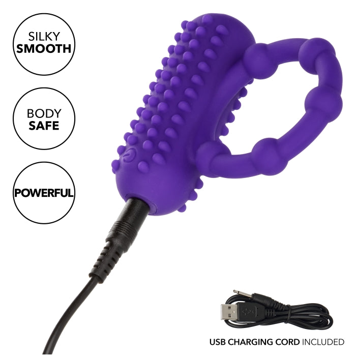 SILICONE RECHARGEABLE 5 BEAD MAXIMUS RING - PURPLE