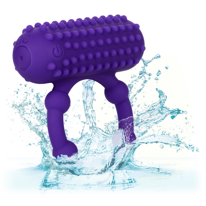 SILICONE RECHARGEABLE 5 BEAD MAXIMUS RING - PURPLE