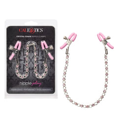 NIPPLE PLAY CRYSTAL CHAIN NIPPLE CLAMPS - PINK 12"