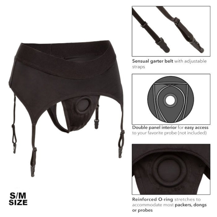 BOUNDLESS THONG W/ GARTER - S/M