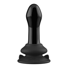 PLUGGY GLASS VIBE W/ SUCTION CUP & REMOTE 10X - BLACK