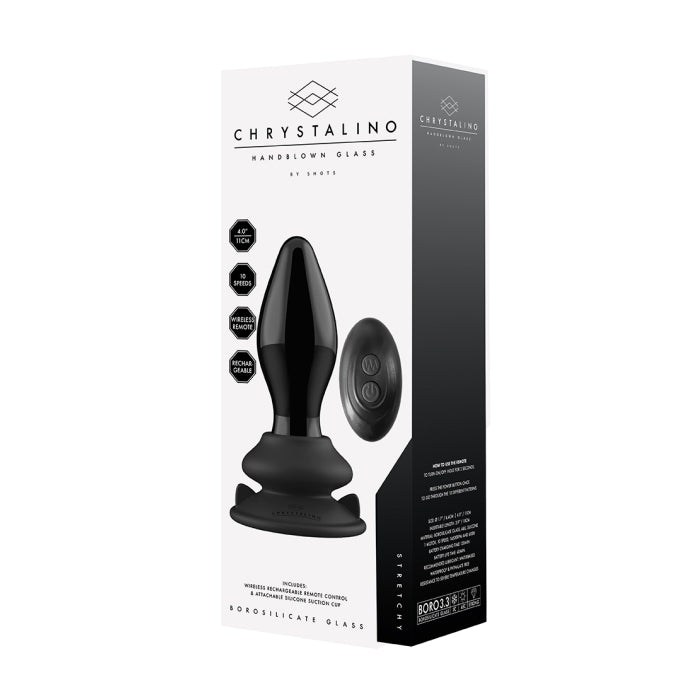 STRETCHY GLASS VIBE W/ SUCTION CUP & REMOTE 10X - BLAC