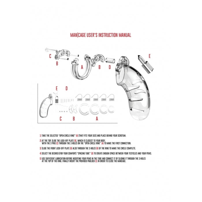 MODEL 03 CHASTITY 4.5" COCK CAGE - CLEAR