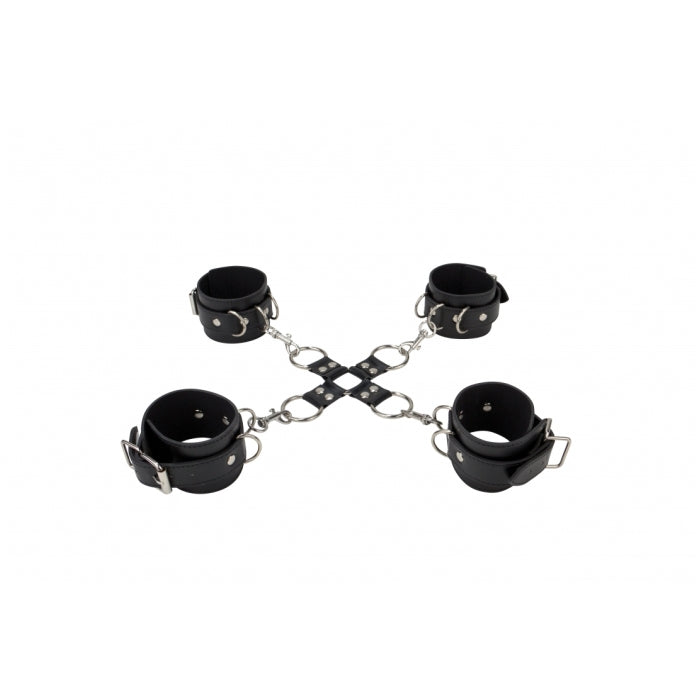 LEATHER HAND AND LEGCUFFS - BLACK