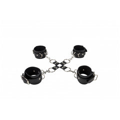 LEATHER HAND AND LEGCUFFS - BLACK