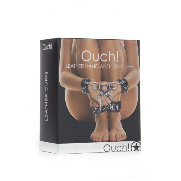 LEATHER HAND AND LEGCUFFS - BLACK