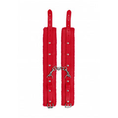 OUCH! PLUSH LEATHER ANKLE CUFFS - RED