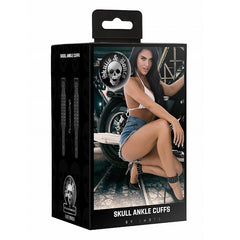 ANKLE CUFFS WITH SKULLS BLACK