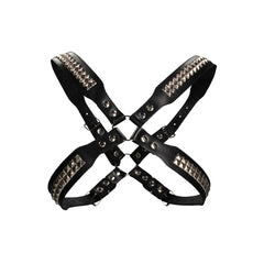 MEN'S PYRAMID STUD BODY HARNESS - ONE SIZE - BLACK