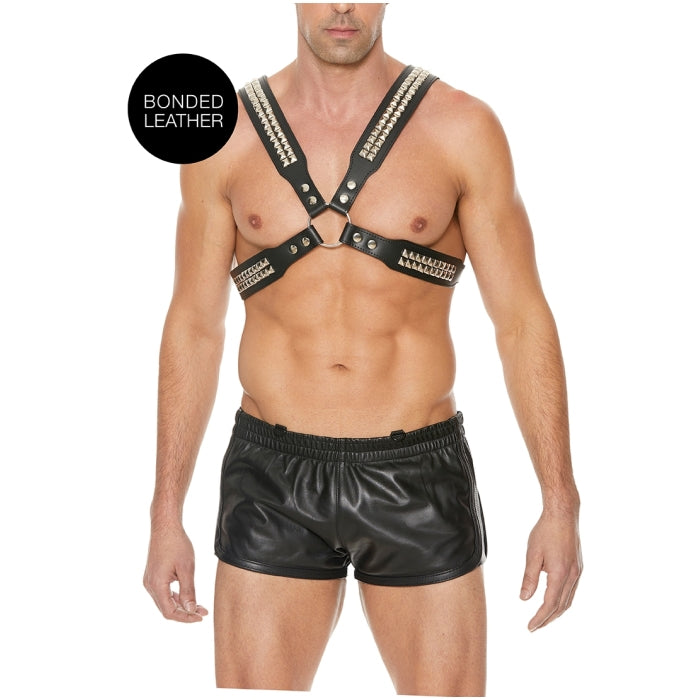 MEN'S PYRAMID STUD BODY HARNESS - ONE SIZE - BLACK