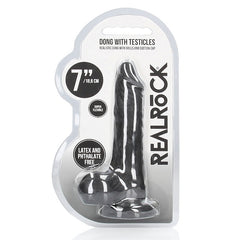 REALISTIC DILDO WITH BALLS 7" 17 CM BLACK