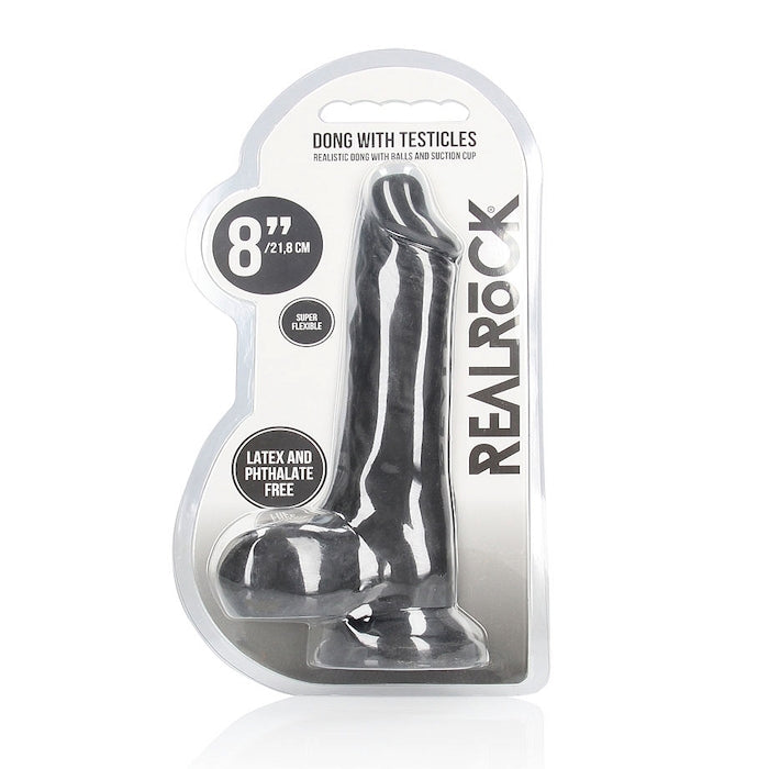 REALISTIC DILDO WITH BALLS 8" 20 CM BLACK