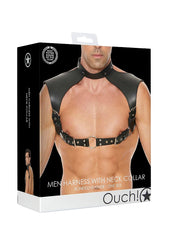 Men Harness with Neck Collar – One Size – Black