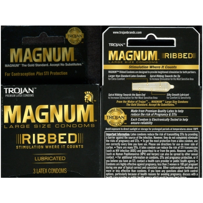 Magnum Ribbed TROJAN 3'S MAGNUM RIBBED LARGE 6 PACK – RAS DISTRIBUTION INC
