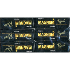 TROJAN 3'S MAGNUM RAW LARGE SIZE (BLACK) 6 PACK