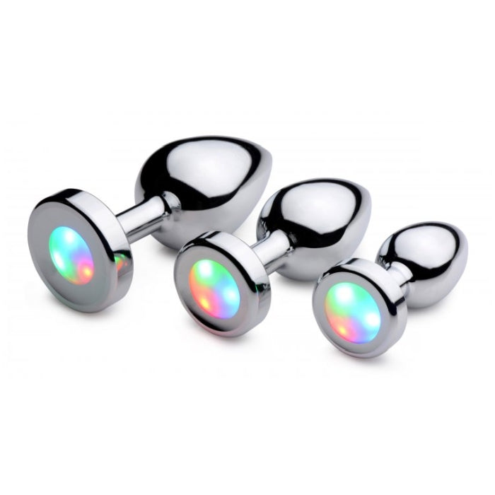 LIGHT UP MEDIUM ANAL PLUG - SILVER