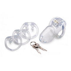 MS CLEAR CAPTOR CHASTITY CAGE WITH KEYS - LARGE