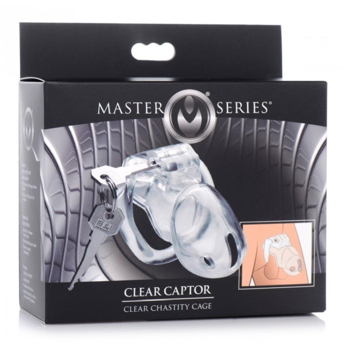MS CLEAR CAPTOR CHASTITY CAGE WITH KEYS - MEDIUM
