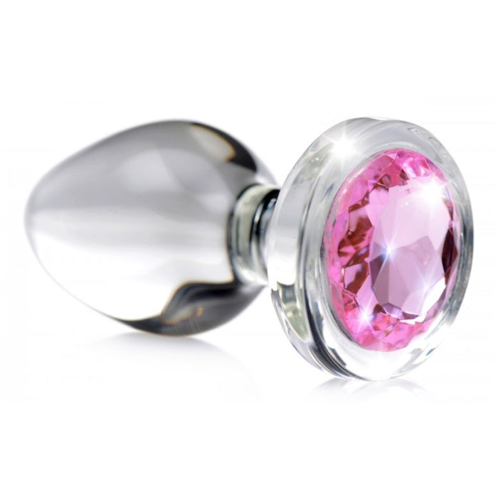 BS PINK GEM GLASS ANAL PLUG - LARGE