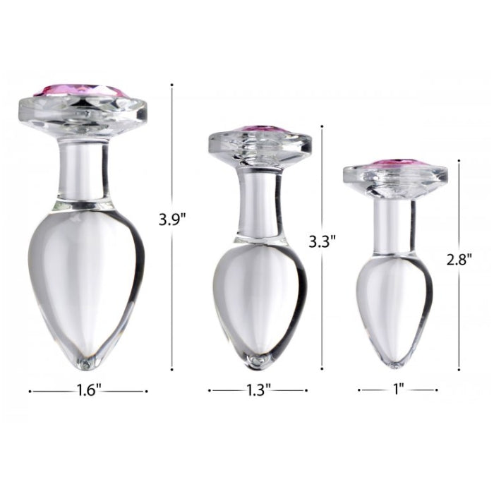 BS PINK GEM GLASS ANAL PLUG - MEDIUM