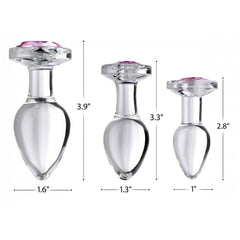 BS PINK GEM GLASS ANAL PLUG - SMALL