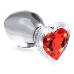 BS RED HEART GEM GLASS ANAL PLUG - MEDIUM