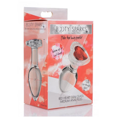 BS RED HEART GEM GLASS ANAL PLUG - MEDIUM