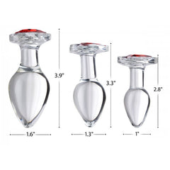 BS RED HEART GEM GLASS ANAL PLUG - SET