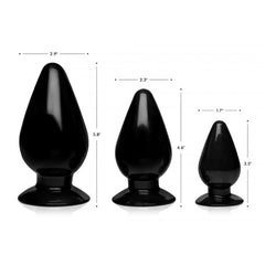 MS TRIPLE CONES 3 PC ANAL PLUG SET - BLACK