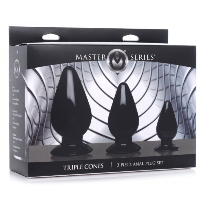 MS TRIPLE CONES 3 PC ANAL PLUG SET - BLACK