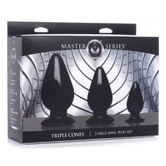 MS TRIPLE CONES 3 PC ANAL PLUG SET - BLACK