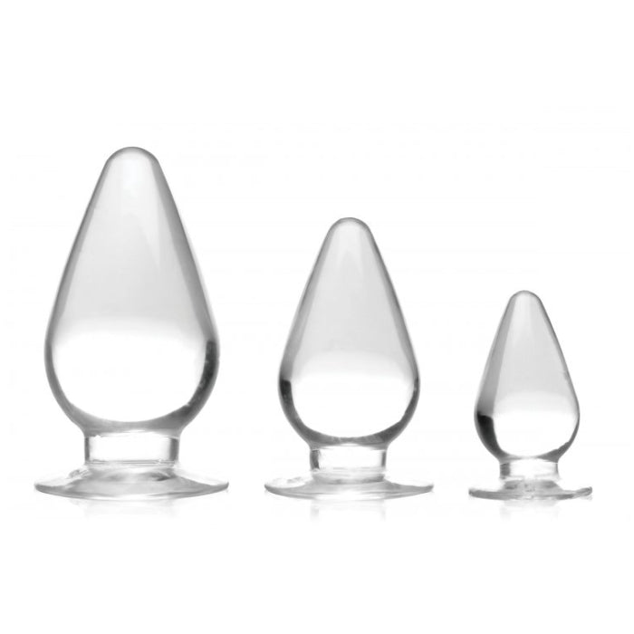MS TRIPLE CONES 3 PC ANAL PLUG SET - CLEAR