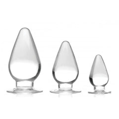 MS TRIPLE CONES 3 PC ANAL PLUG SET - CLEAR