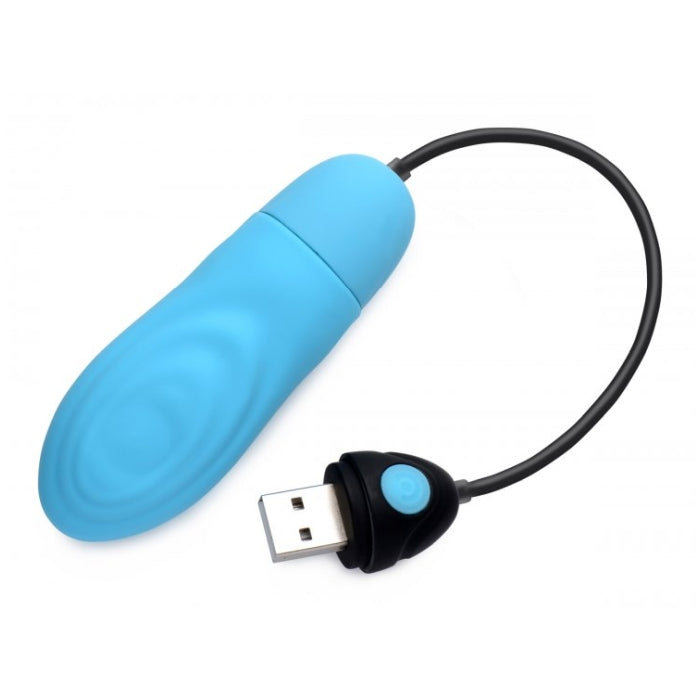 7X PULSING RECHARGEABLE SILICONE BULLET - BLUE